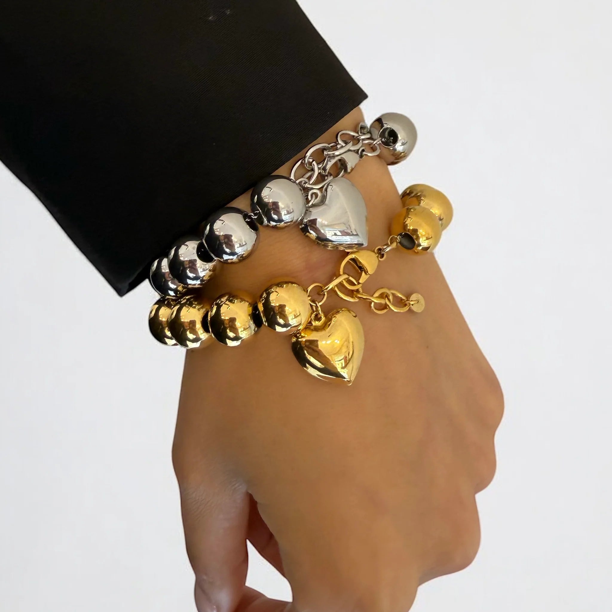 11mm ball rattle bracelet + little heart