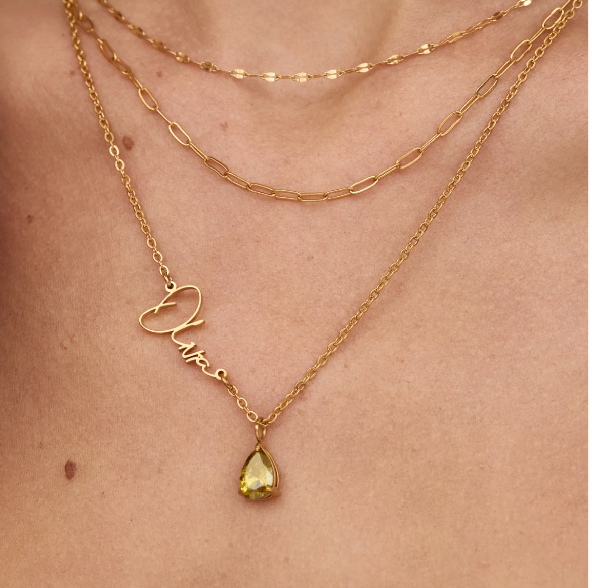 Signature Name And Birthstone Necklace