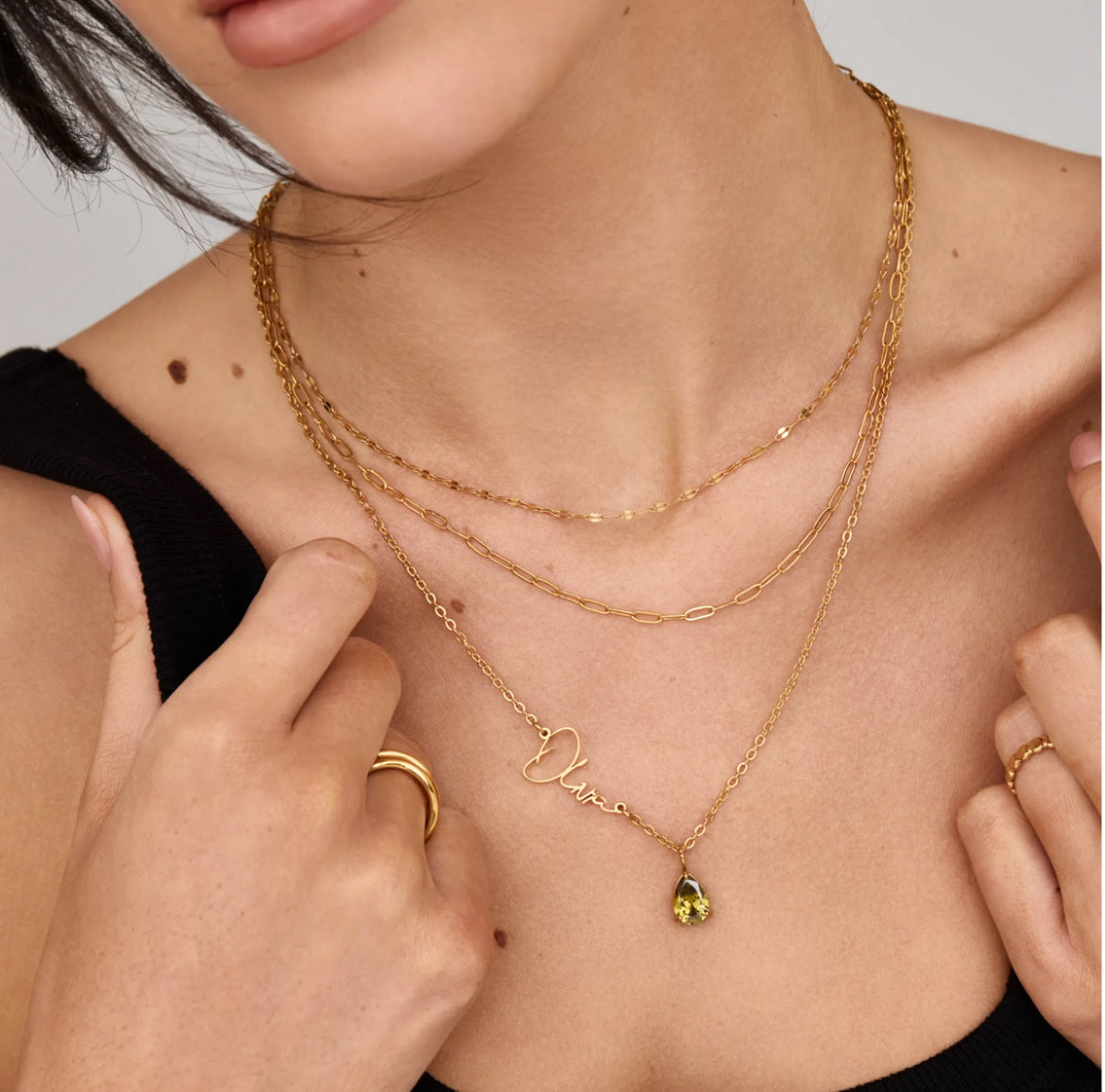 Signature Name And Birthstone Necklace