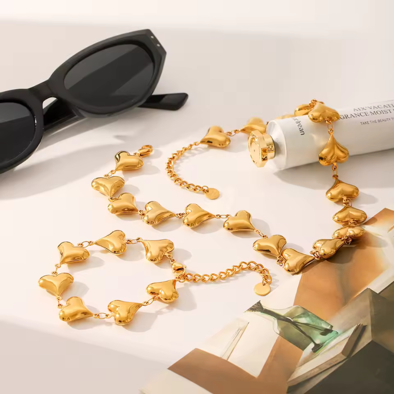 Heart Drops Gold Necklace