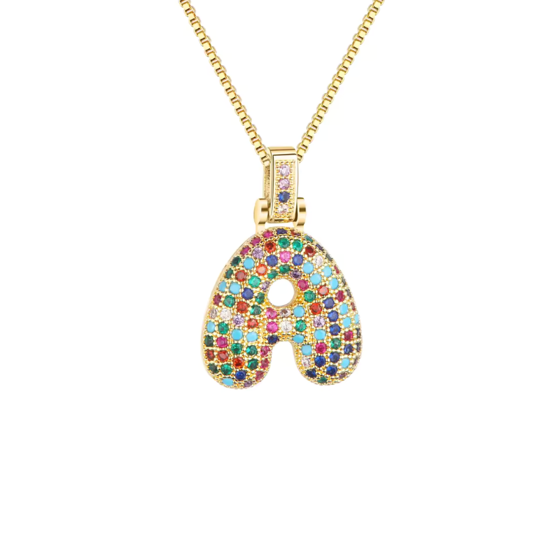 Colorful Initial Bubble Necklace