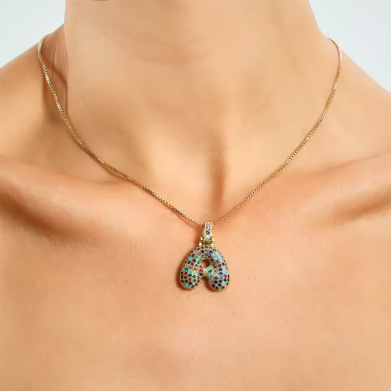 Colorful Initial Bubble Necklace