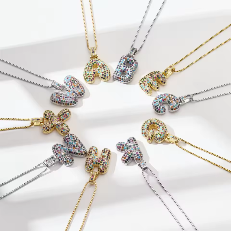 Colorful Initial Bubble Necklace