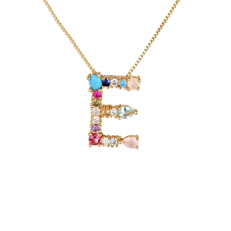 Gemstone Initial Necklace