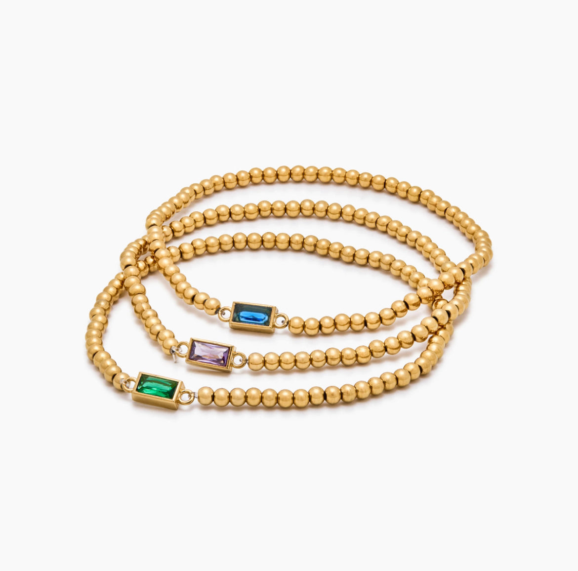 Gold Beaded Birthstone Bracelet