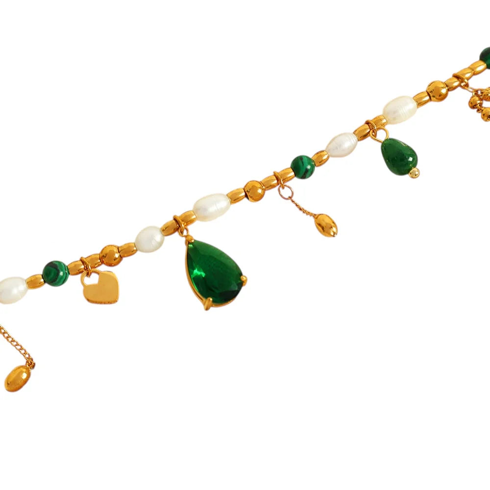 Green Pearls Pendant Necklace